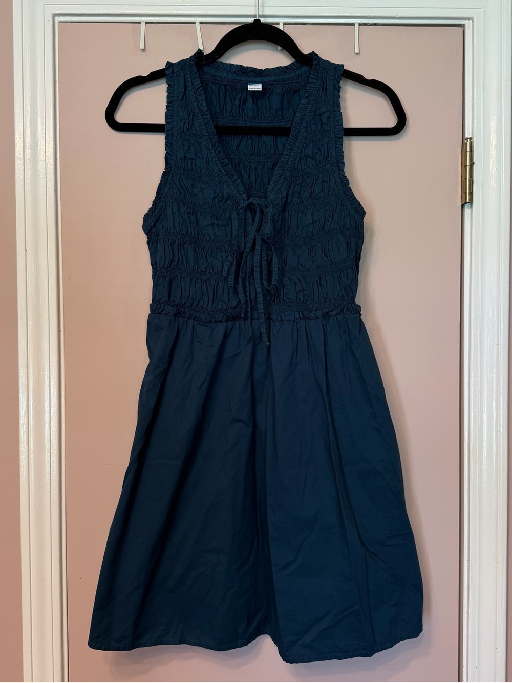 Old Navy Navy Blue Smocked Mini Dress with Front Tie